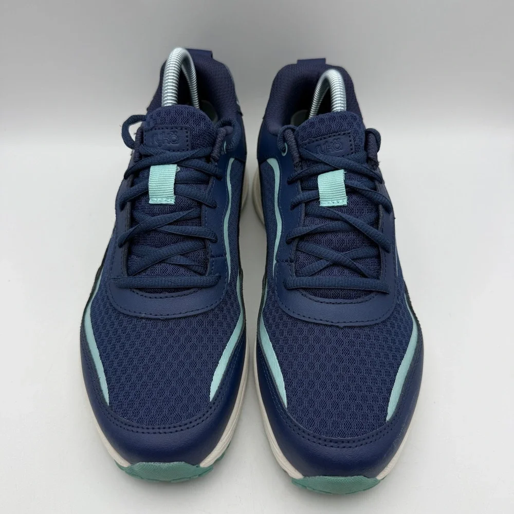 Ryka Sublime Walking Shoes Womens 9M Navy Blue Teal Mesh Leather Sneakers